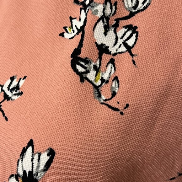 Zink London Size M Peach Floral Fit & Flare Dress Short Sleeve Lined Side Zip - Picture 3 of 11